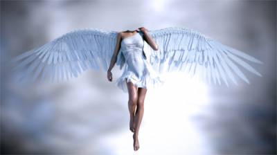 Скачать Шаблон для фото - Ангел с широкими крыльями в полете бесплатно